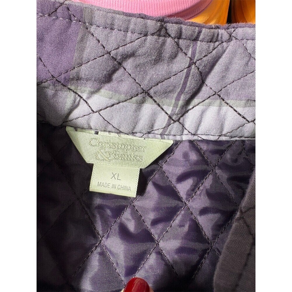 Christopher & Banks Vest Womens XL Purple Plaid Quilted Snap Front Pockets - Picture 10 of 10